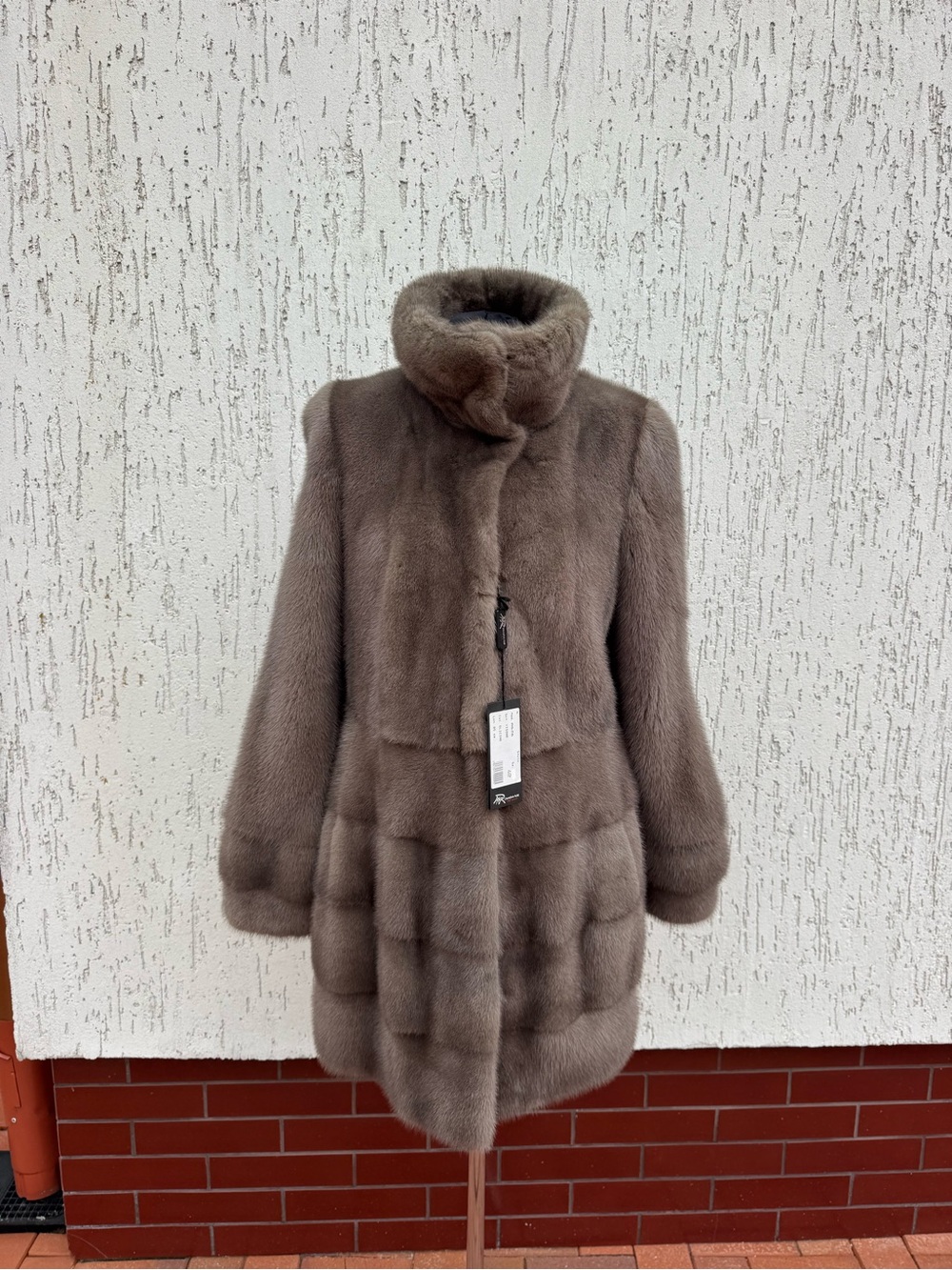 Saga Furs Taupe Brown Mink Pea Coat
